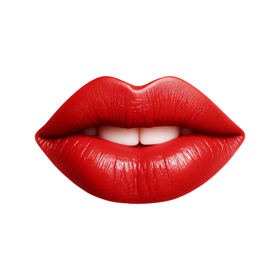 AI generated Female red lips cut out on transparent background png