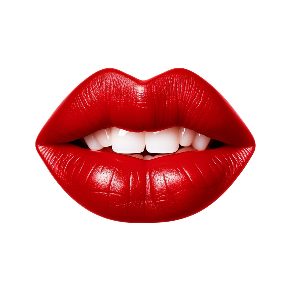 AI generated Female red lips cut out on transparent background png