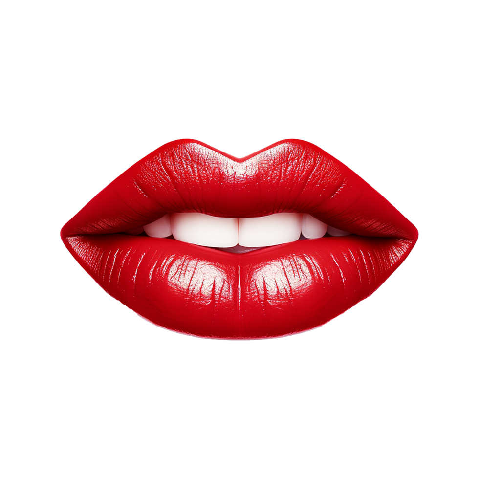 AI generated Female red lips cut out on transparent background png