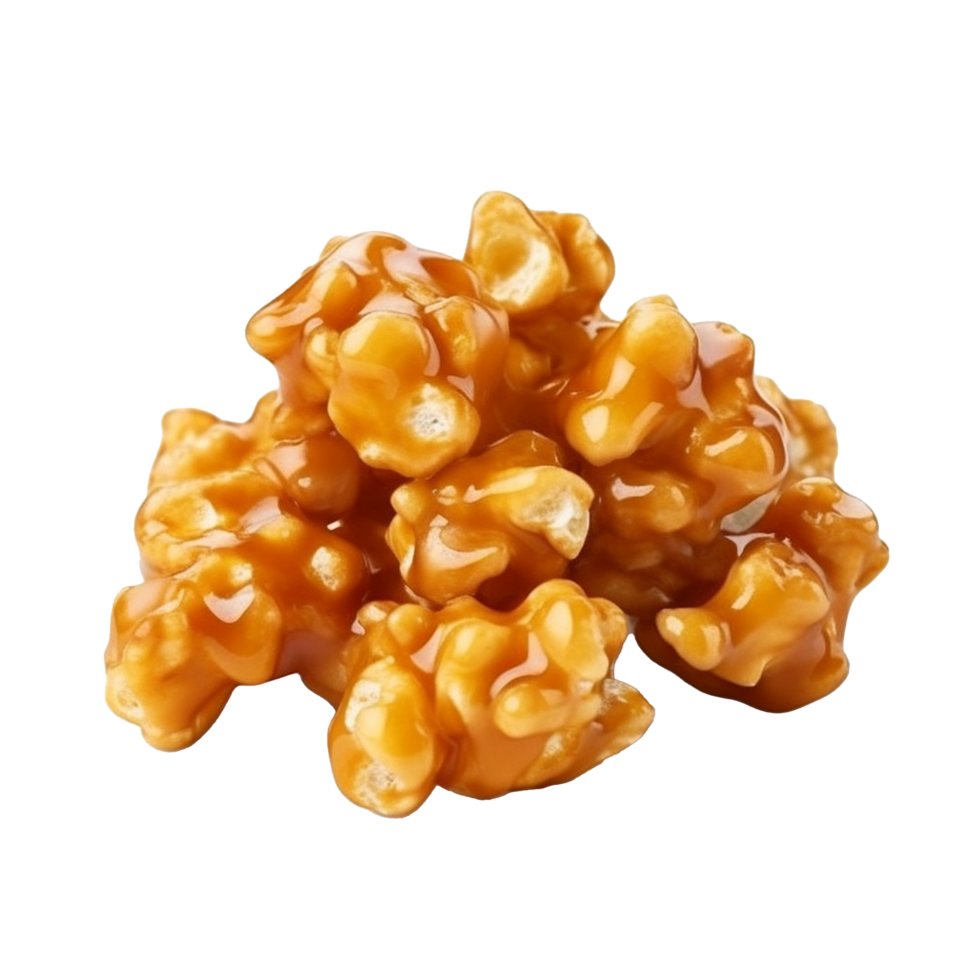 AI generated Tasty caramel glazed popcorn png isolated on transparent background