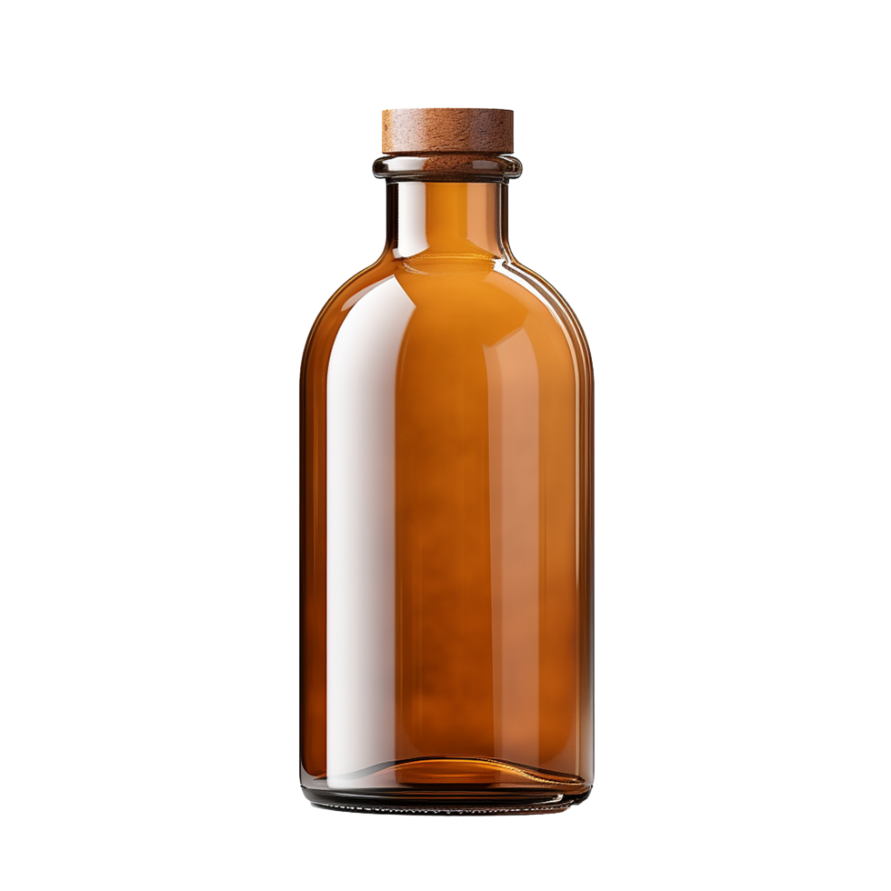 AI generated Empty brown glass medical bottle png isolated on transparent background