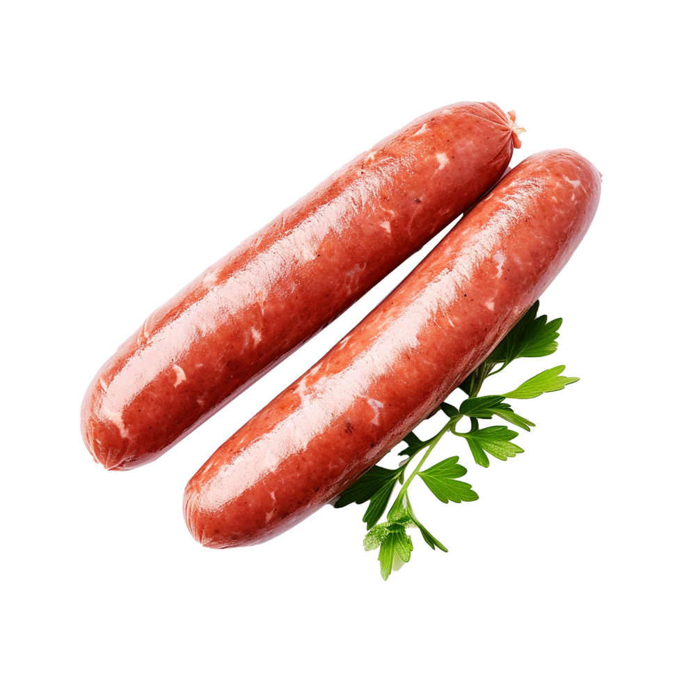 AI generated Row uncooked sausage's isolated on transparent background png