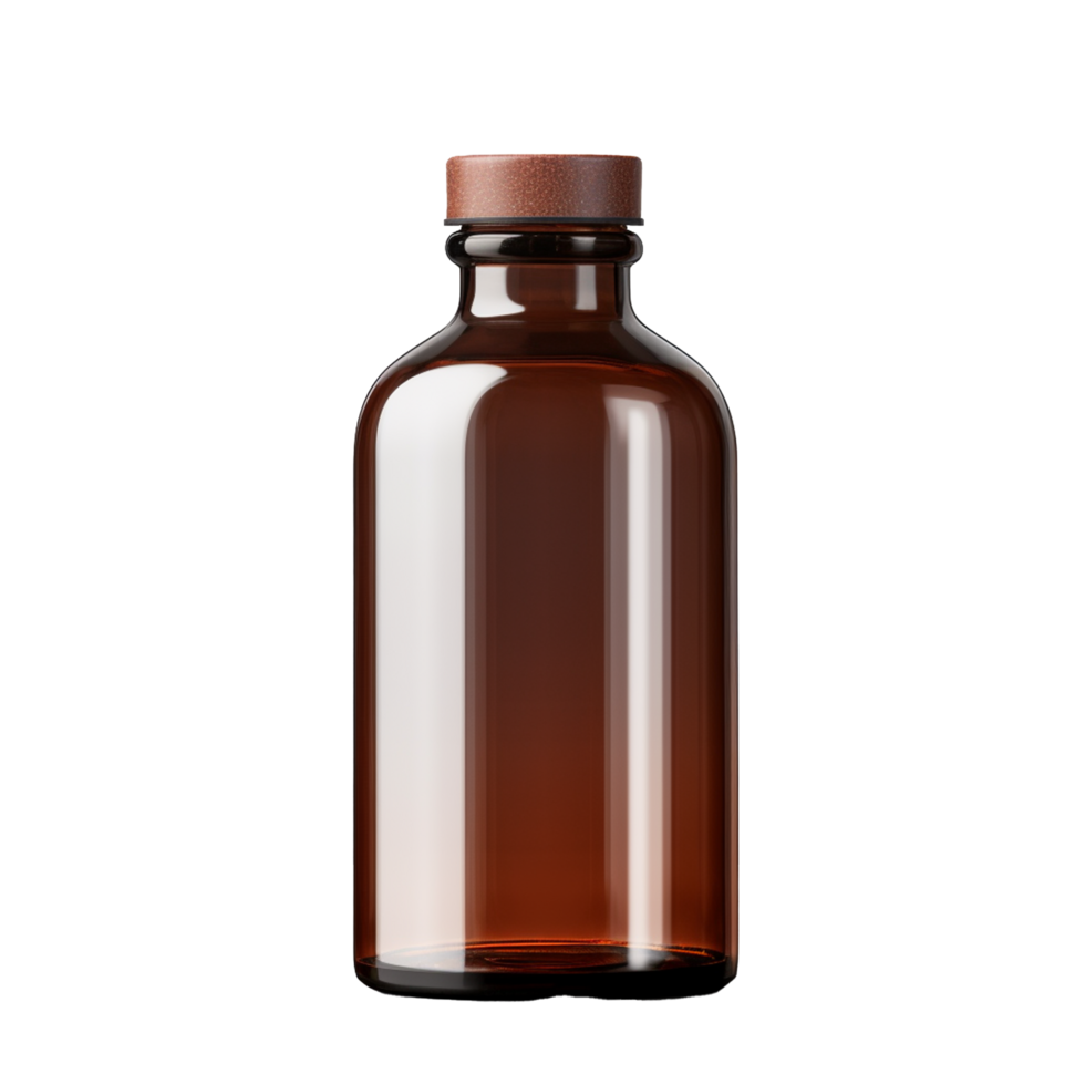 AI generated Empty brown glass medical bottle png isolated on transparent background