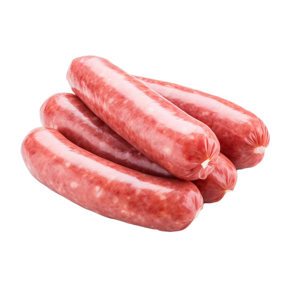 AI generated Row uncooked sausage's isolated on transparent background png