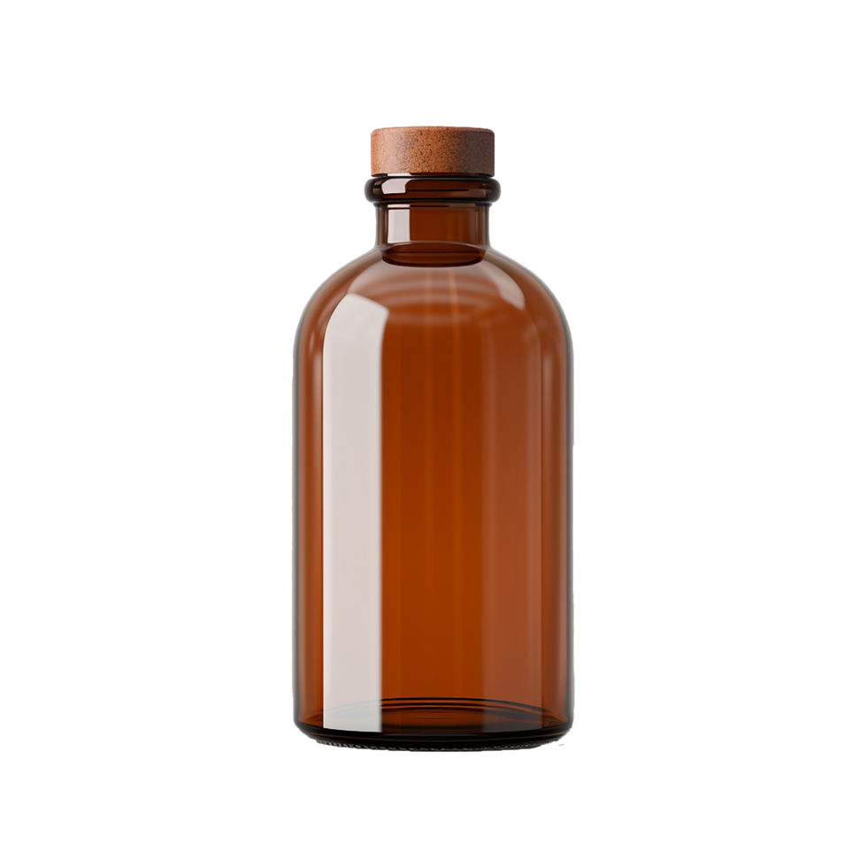 AI generated Empty brown glass medical bottle png isolated on transparent background