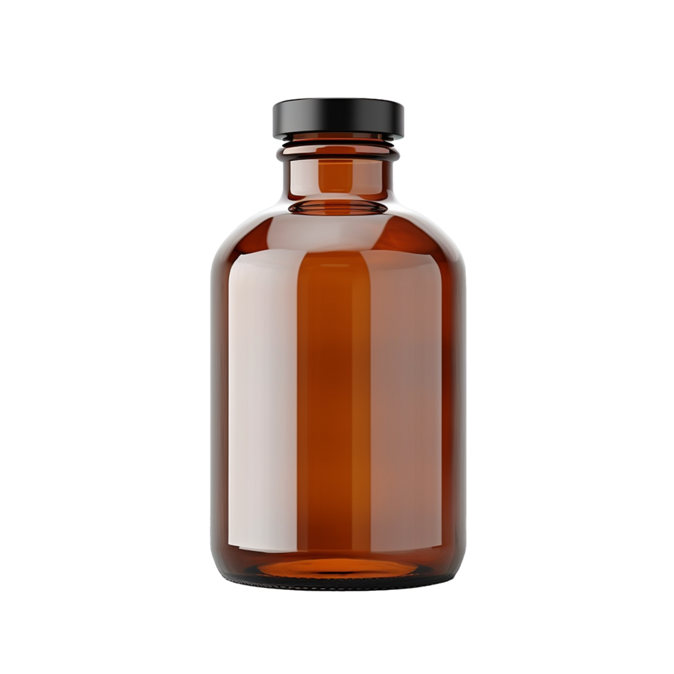 AI generated Empty brown glass medical bottle png isolated on transparent background