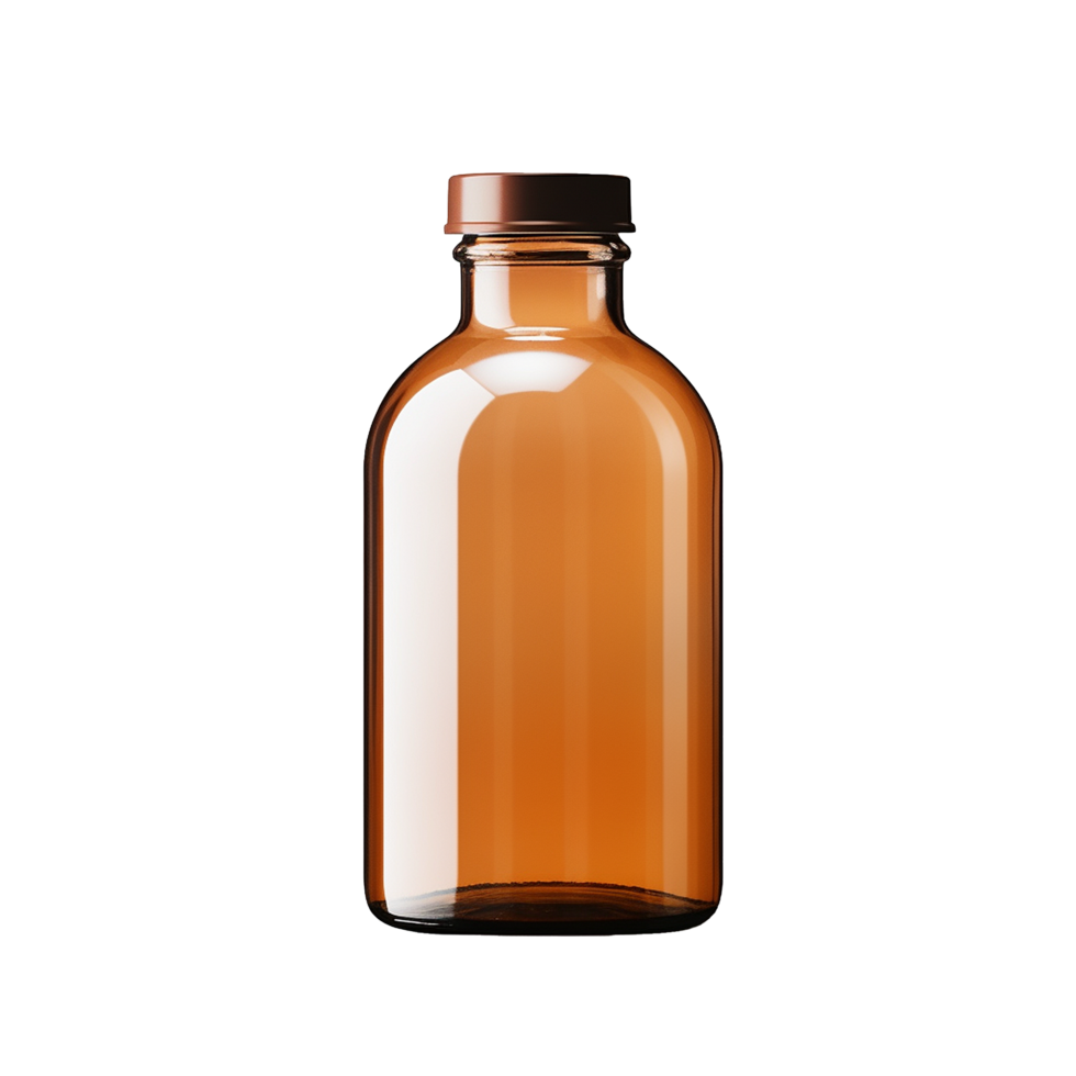 AI generated Empty brown glass medical bottle png isolated on transparent background