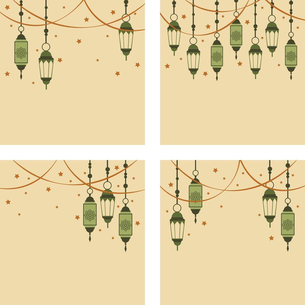 simple islamic background set for social media vector