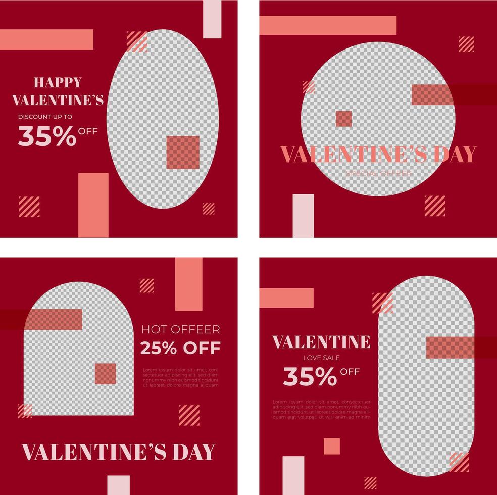 Red valentine social media promotion template vector