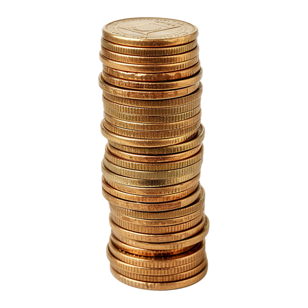 AI generated Gold coin stack isolated on transparent background png