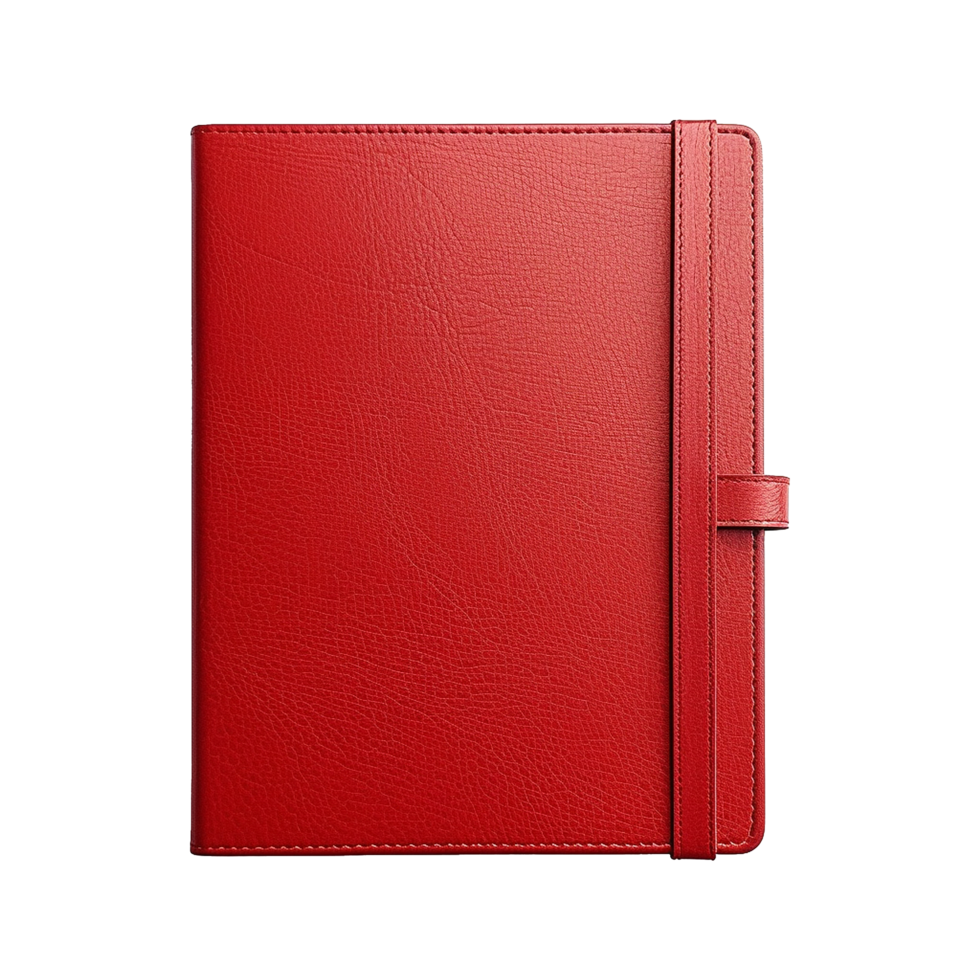 AI generated Red leather notebook isolated on transparent background png