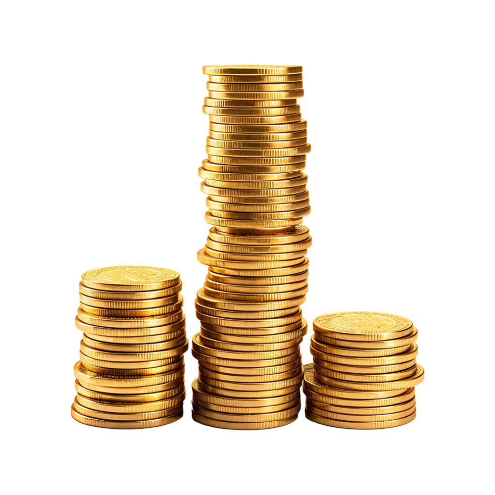AI generated Gold coin stack isolated on transparent background png