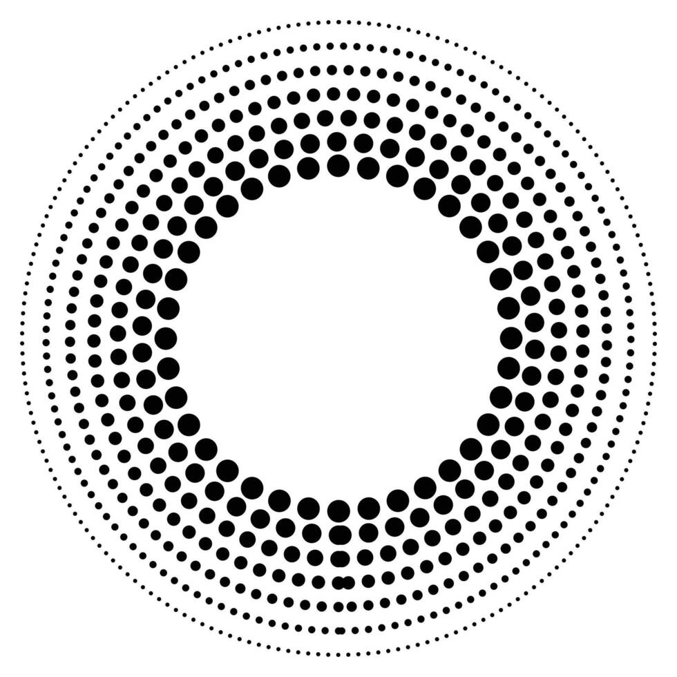 Halftone dots in circle form. Design elements with circular halftone dots. Round dotted frame. Circle dots vector