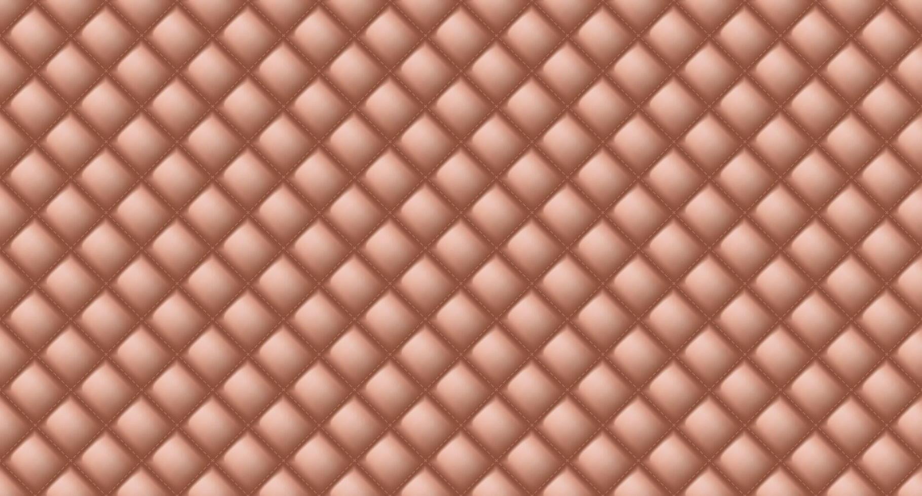 Simple upholstery quilted background. Quilted stitched background pattern. Brown leather texture sofa backdrop. Seamless texture quilted background vector