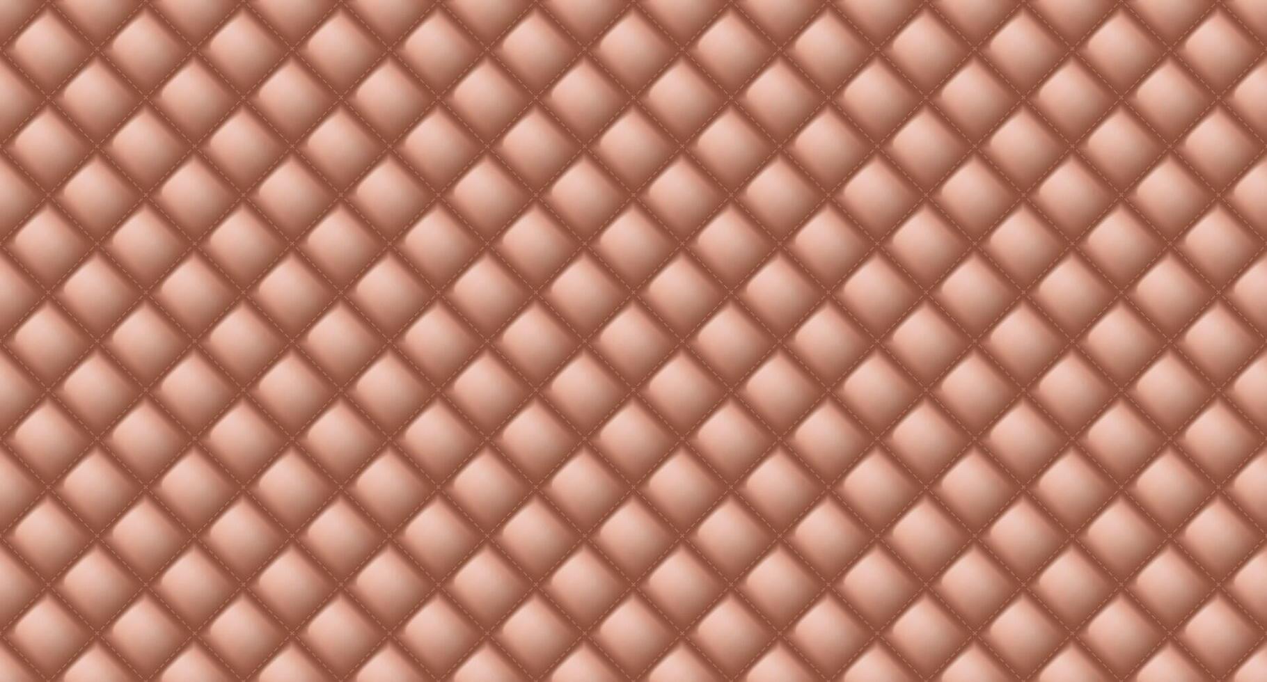 Simple upholstery quilted background. Quilted stitched background pattern. Brown leather texture sofa backdrop. Seamless texture quilted background vector