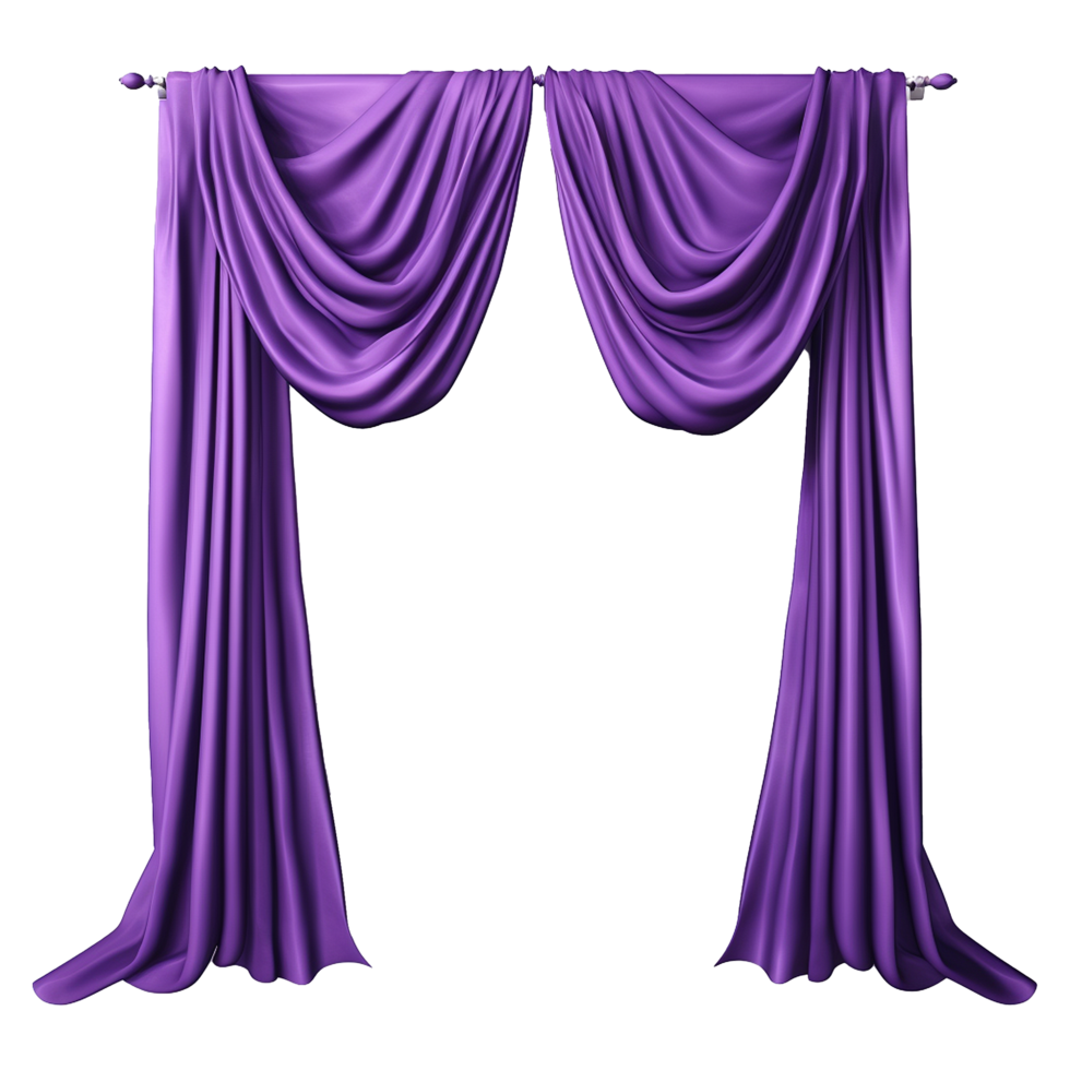 AI generated Purple silk curtain alone isolated on transparent background png