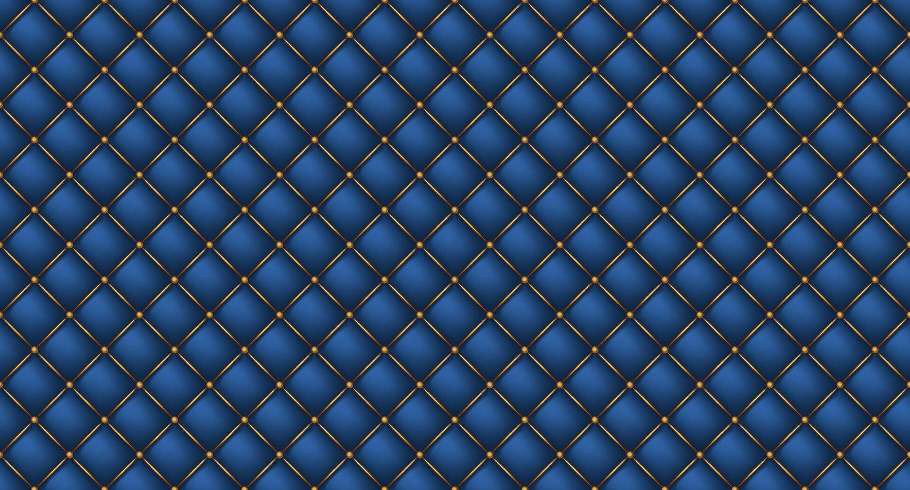 Simple upholstery quilted background. Quilted stitched background pattern. Blue leather texture sofa backdrop. Seamless texture quilted background vector