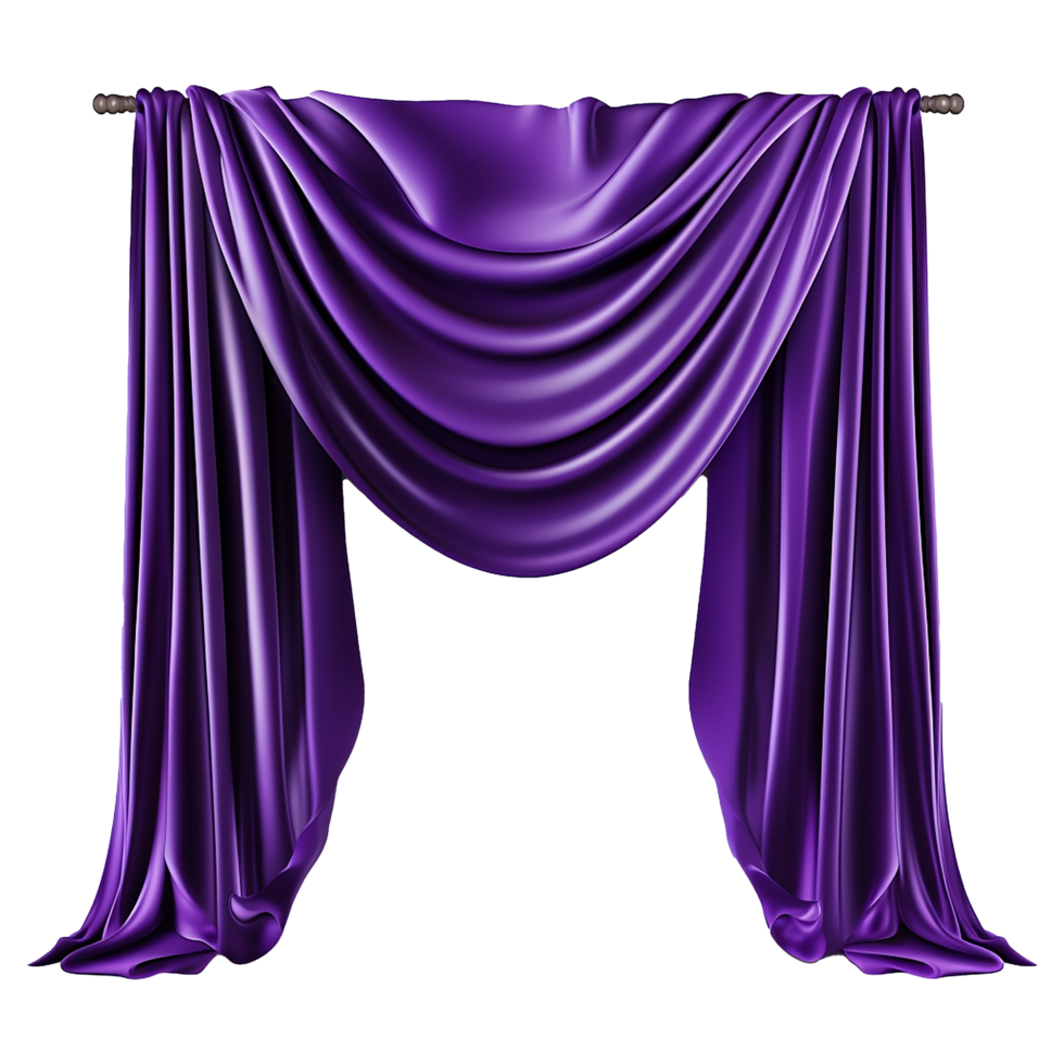 AI generated Purple silk curtain alone isolated on transparent background png