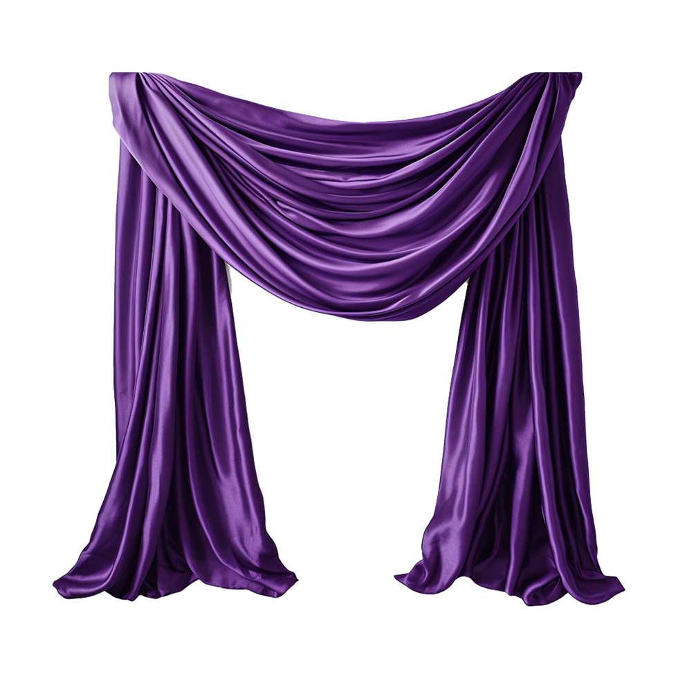AI generated Purple silk curtain alone isolated on transparent background png