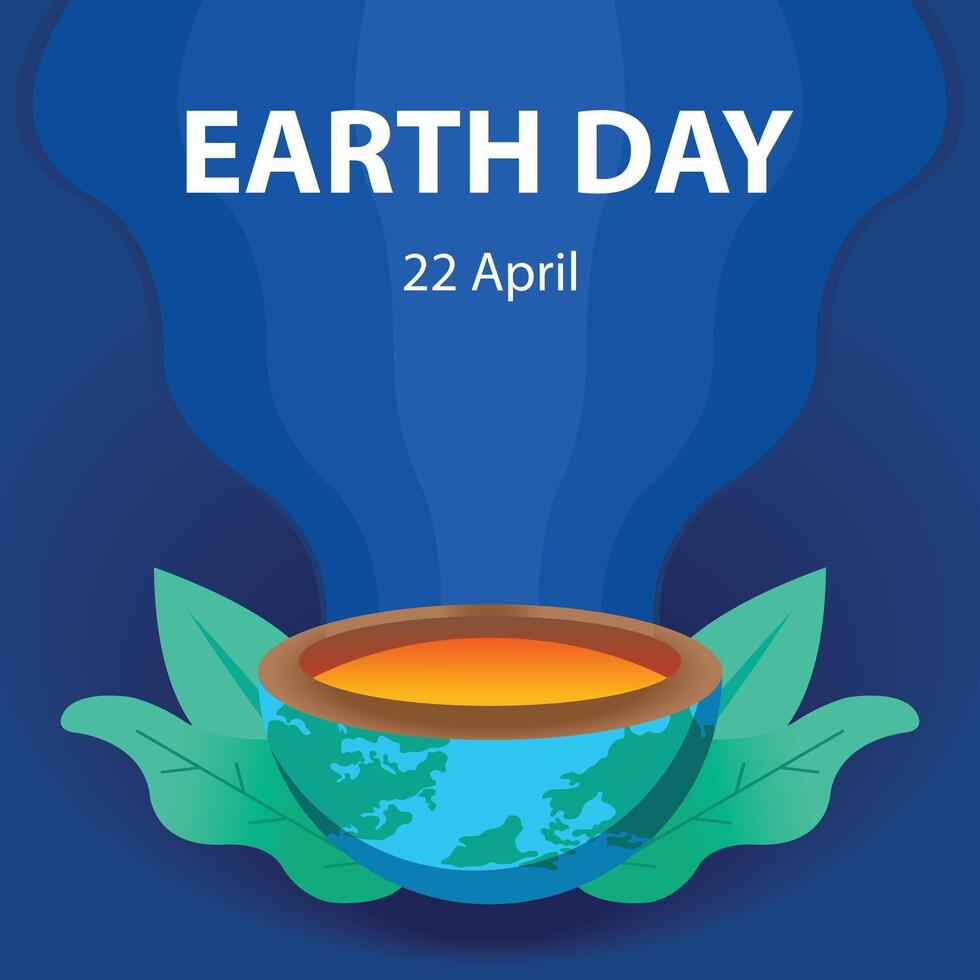 illustration vector graphic of The core of the earth is visible emitting smoke, showing green leaves, perfect for international day, earth day, celebrate, greeting card, etc.