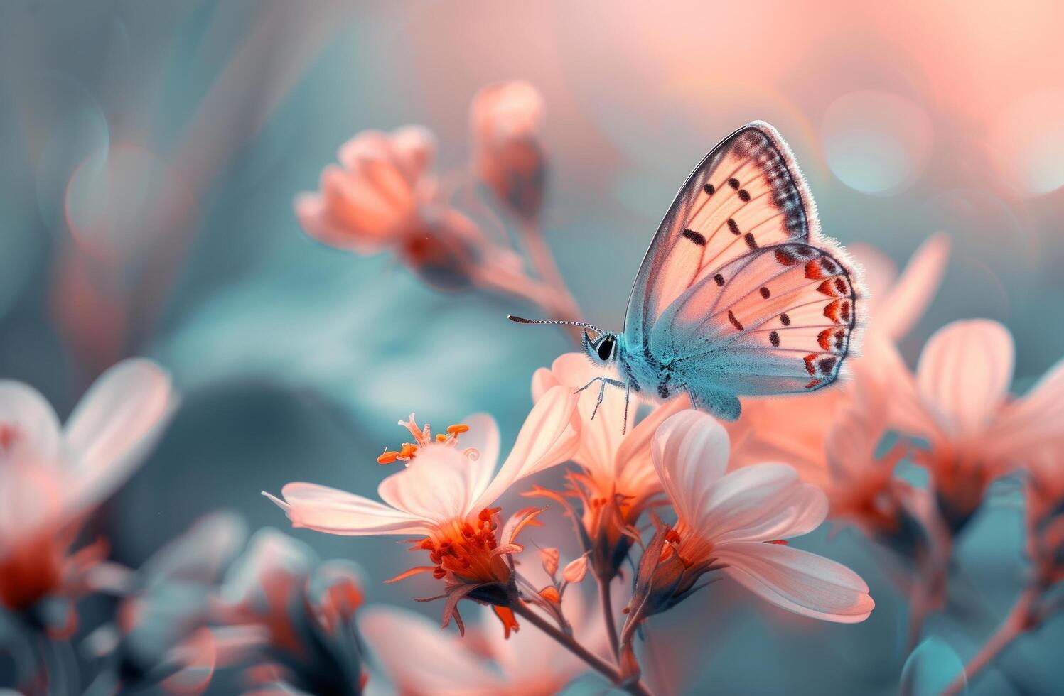 AI generated a butterfly is flying near a flower photo