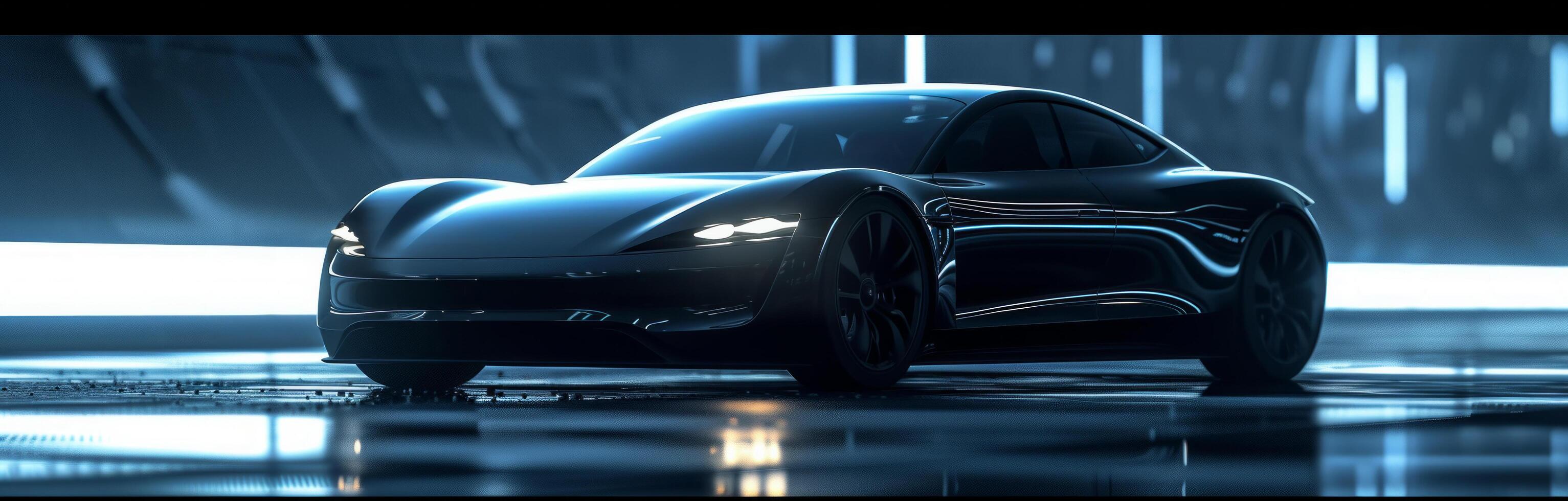 AI generated a black car with light coming in from the windshield photo