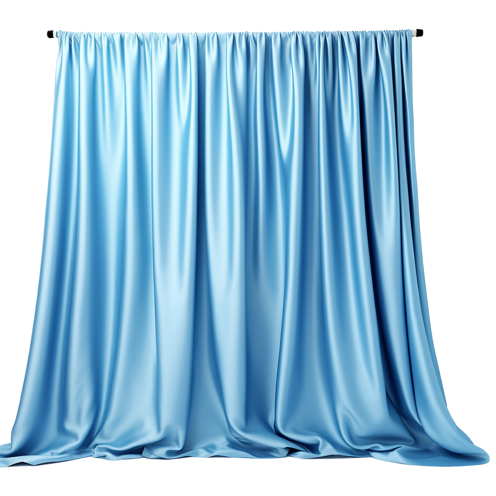 AI generated Blue silk curtain alone isolated on transparent background png