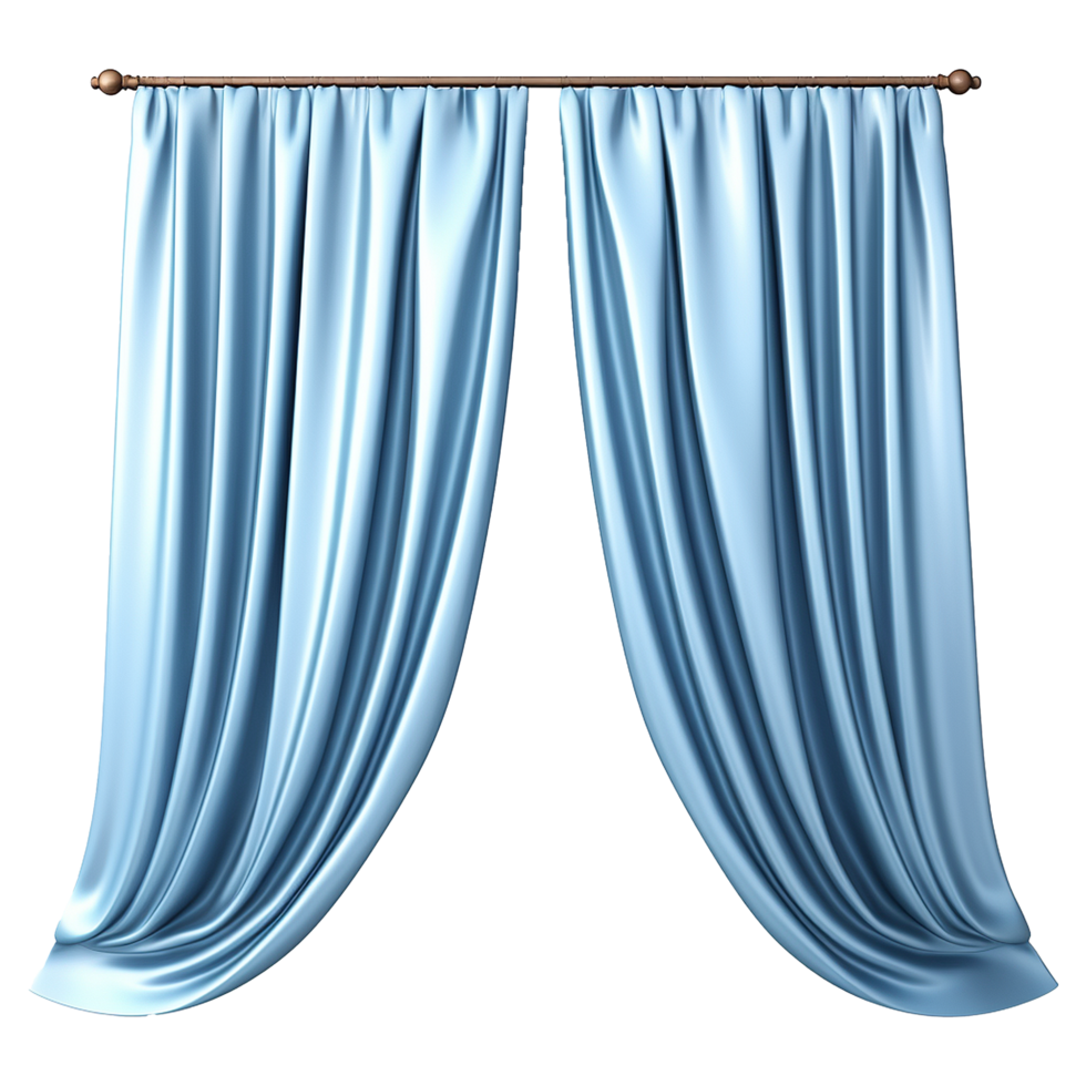 AI generated Blue silk curtain alone isolated on transparent background png
