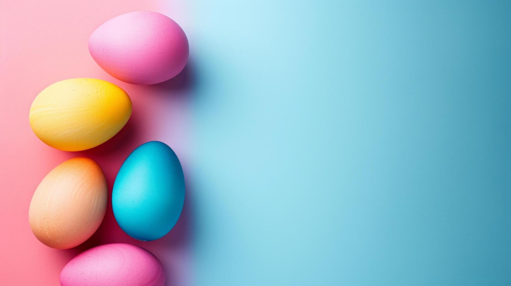 AI generated minimalist vivid advertisment easter background with copy space photo