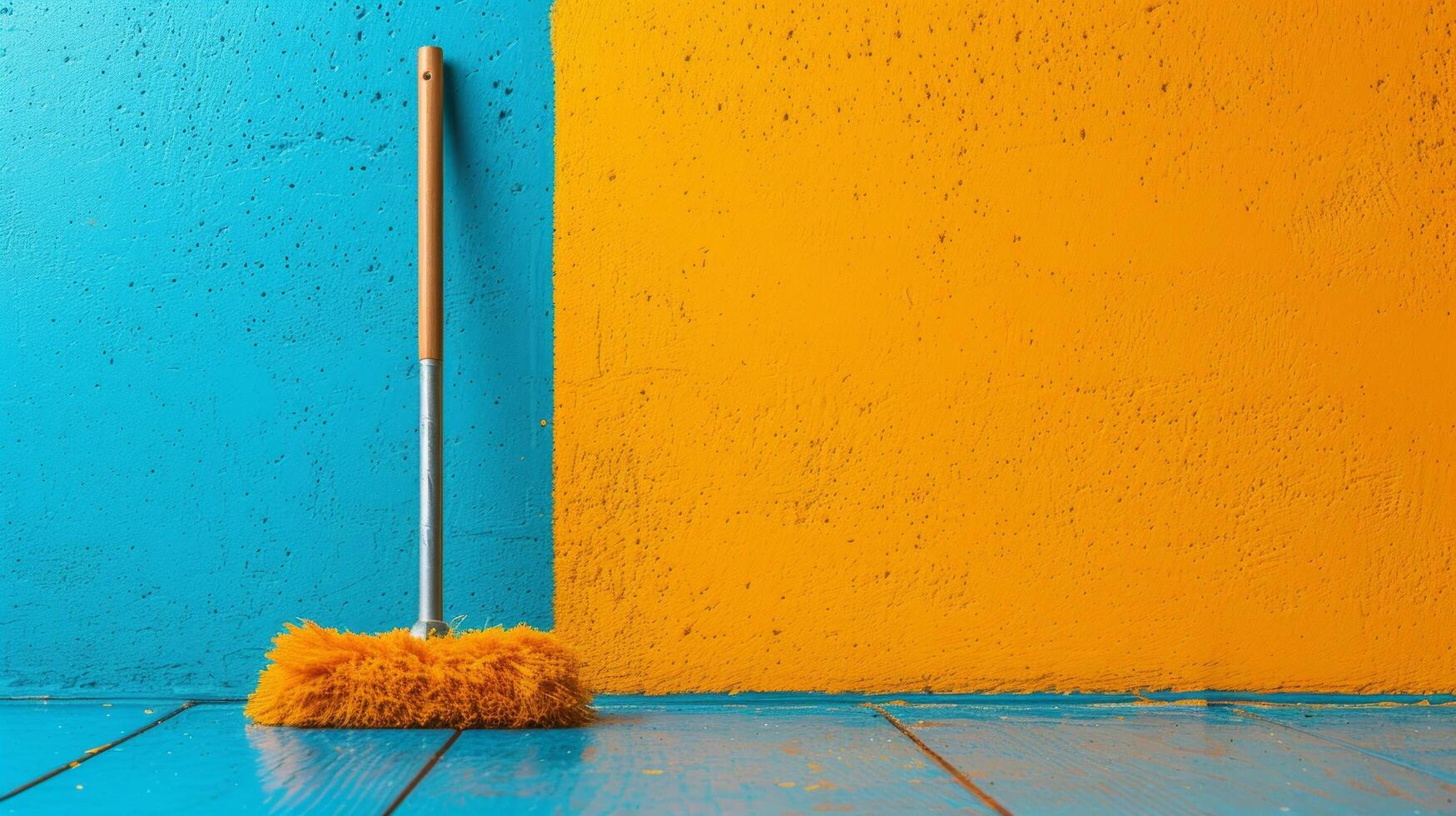 AI generated minimalist vivid advertisment spring cleaning background with copy space photo