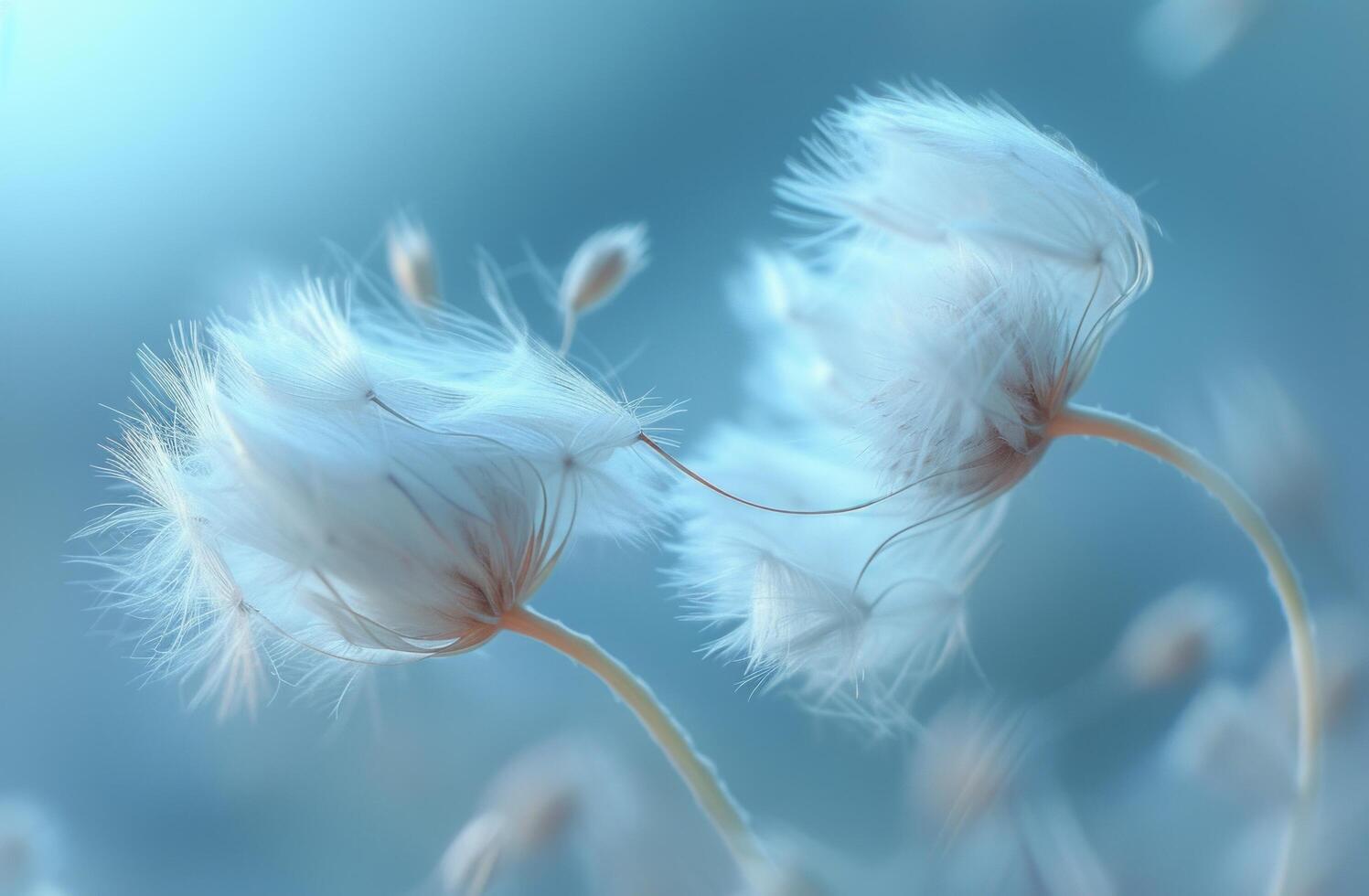 AI generated two seeds blowing apart in the wind photo