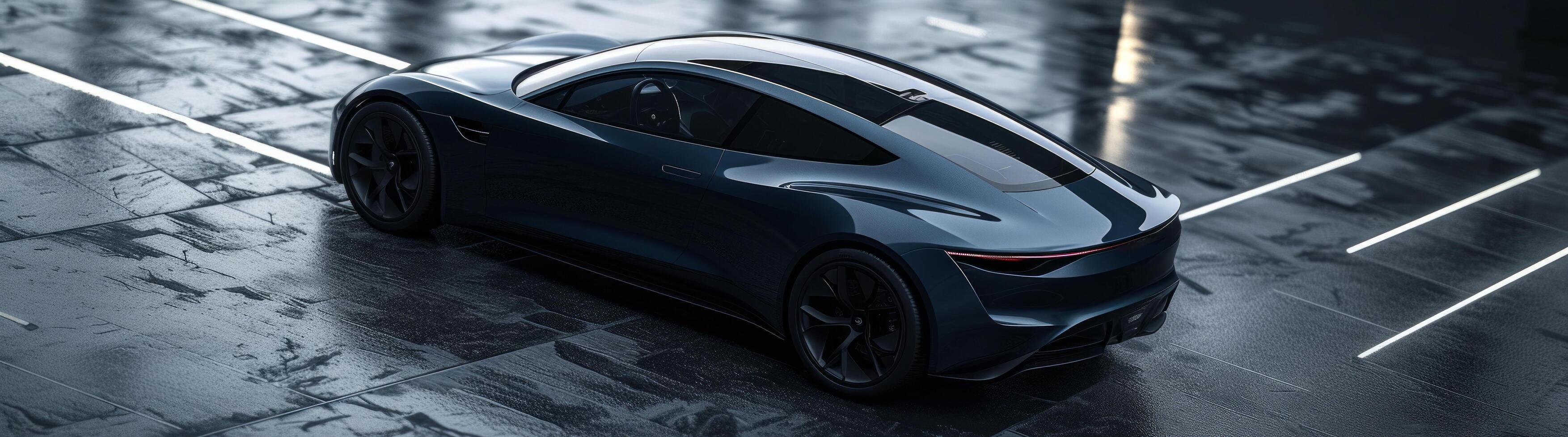 AI generated the latest car model is a compact car with a panoramic glass roof photo