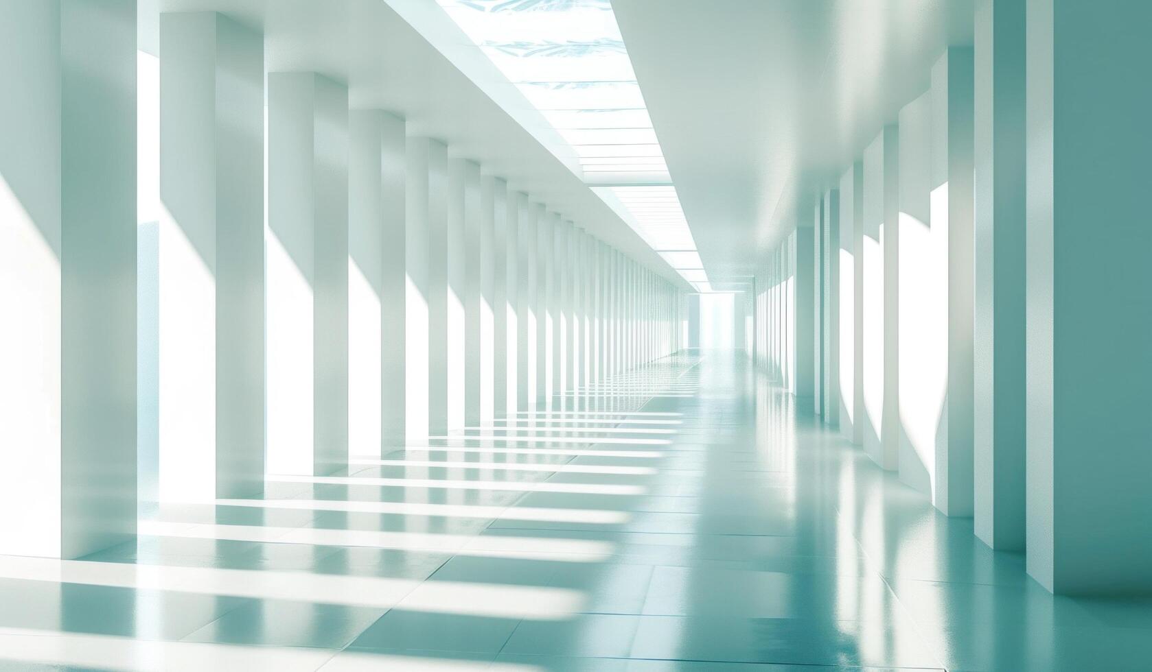 AI generated an abstract background of a hallway with blurred lights photo