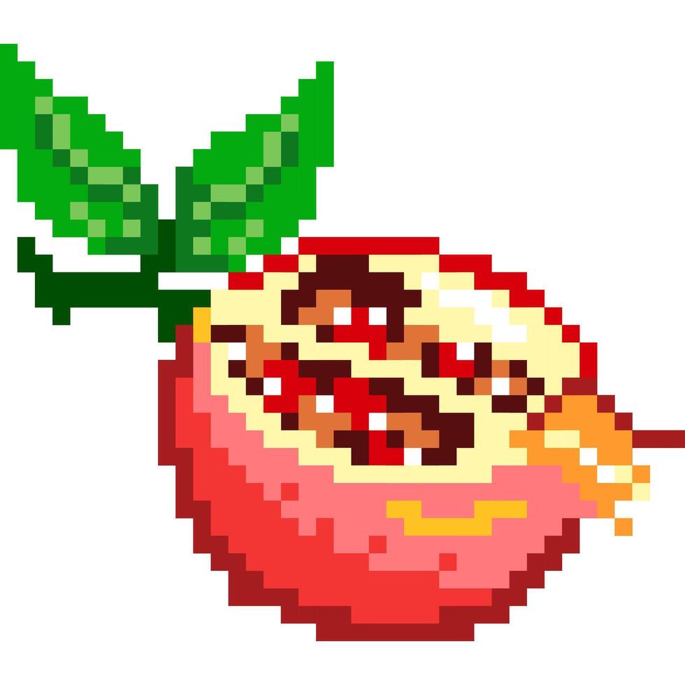 Pomegranate cartoon icon in pixel style vector