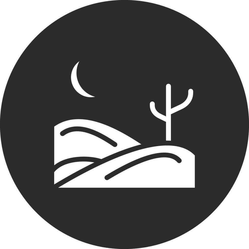 Desert Night Landscape Vector Icon