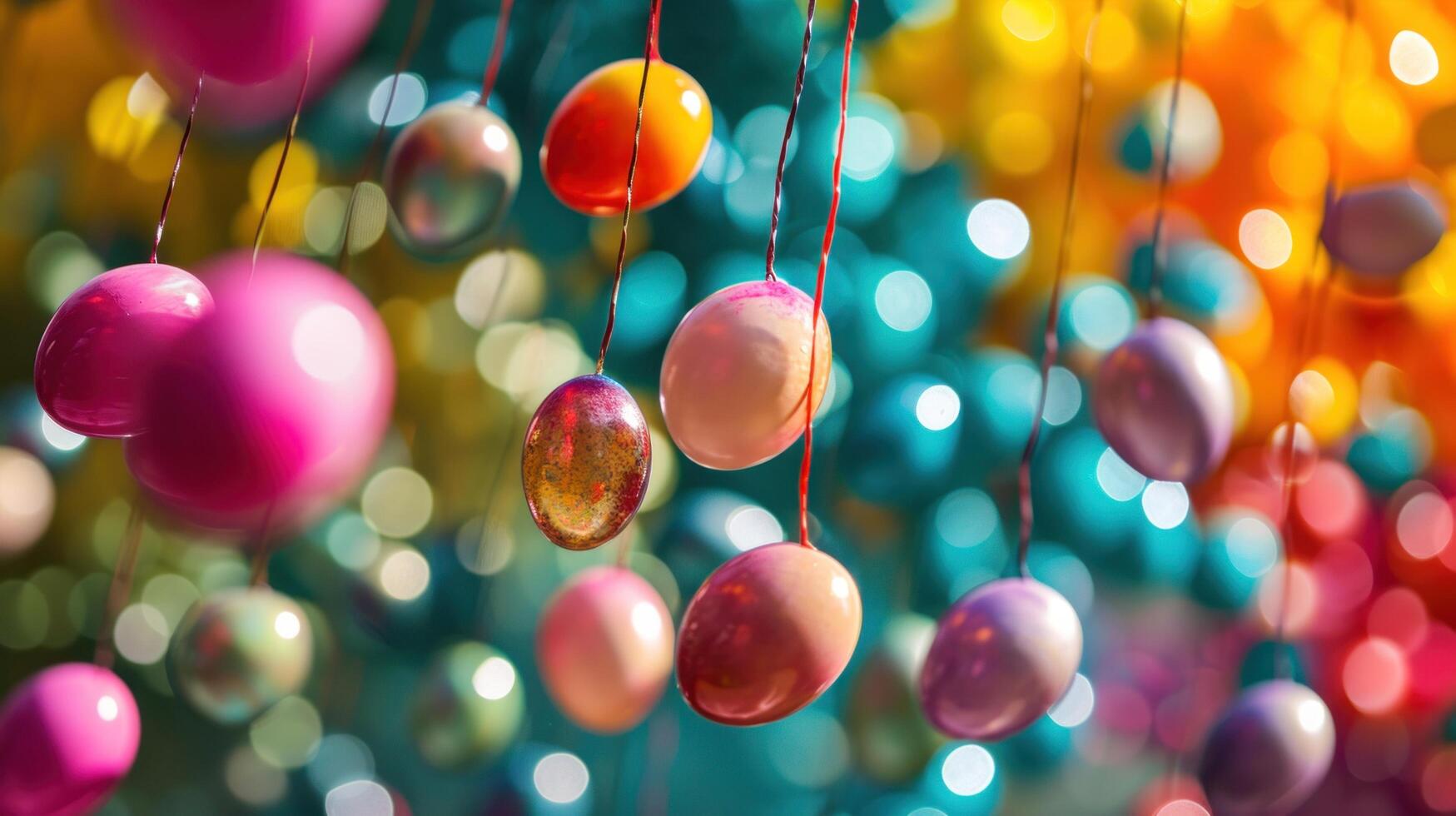 AI generated Create a festive mood with a captivating photo of Easter eggs cascading down