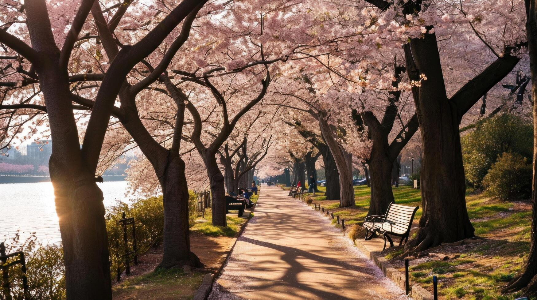 AI generated Cherry Blossom Stroll photo