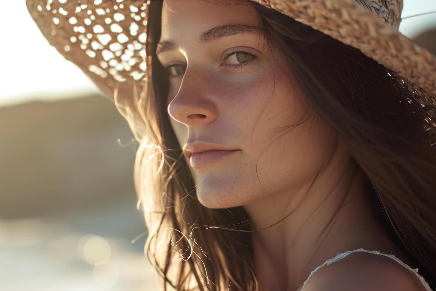 AI generated beautiful women on beach. photo