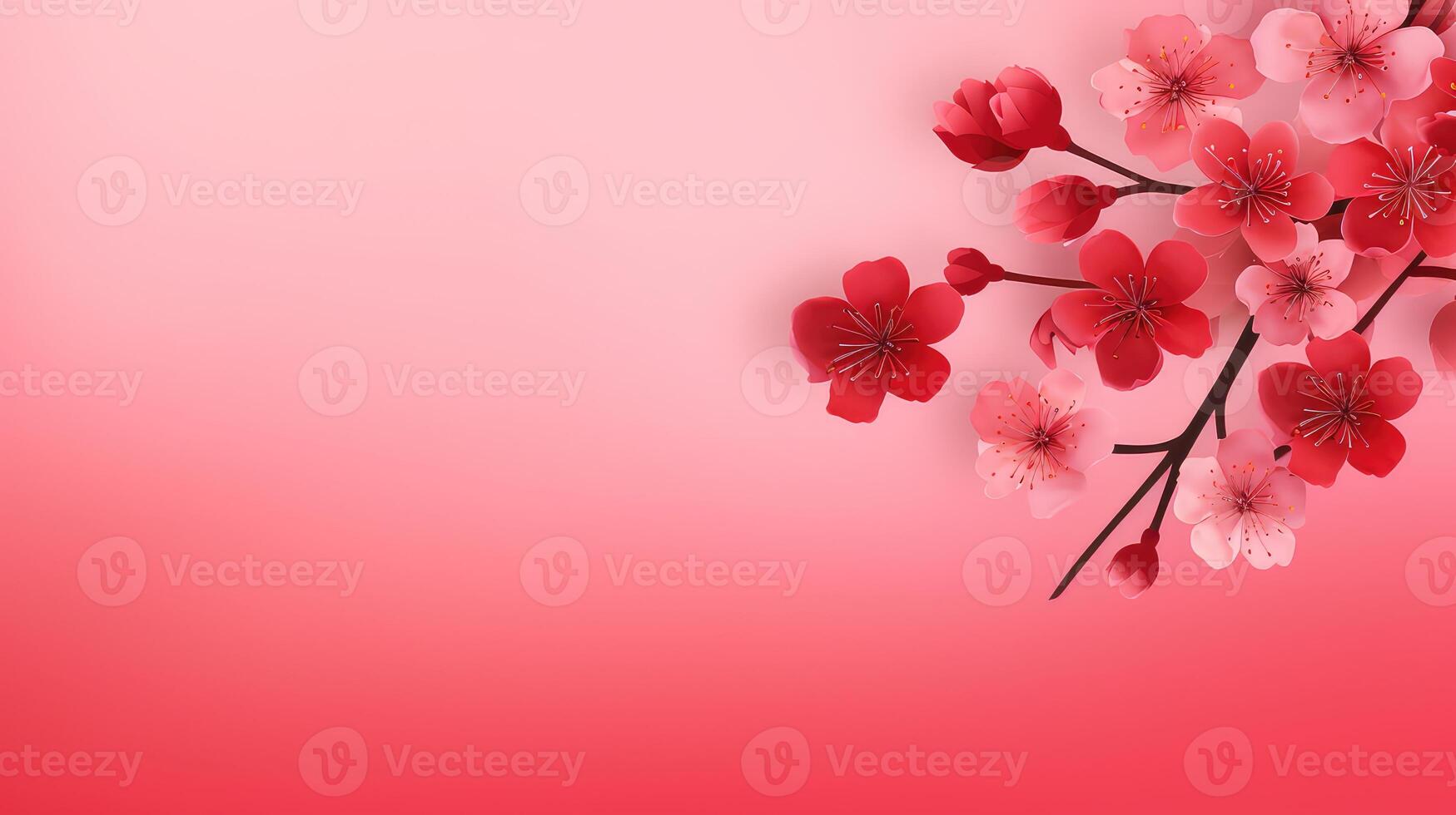 AI generated Red flower on red background, International Women's day photo