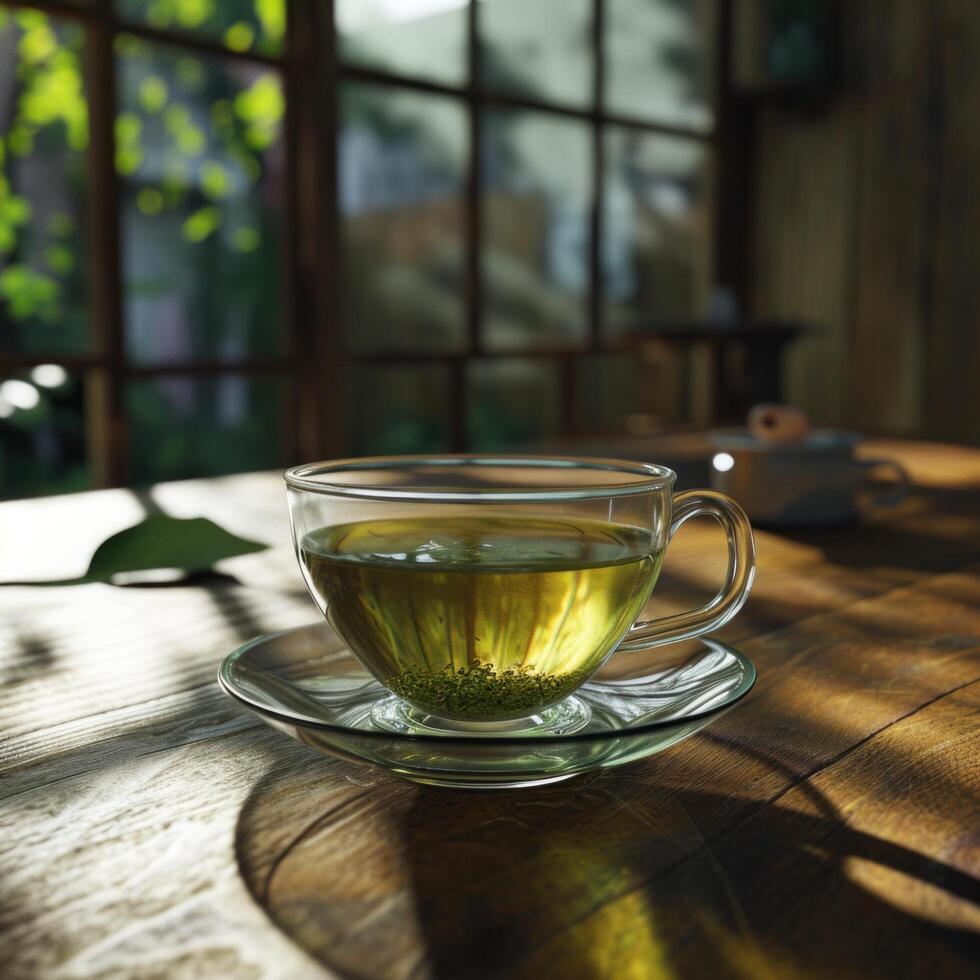 AI generated green tea for the day photo