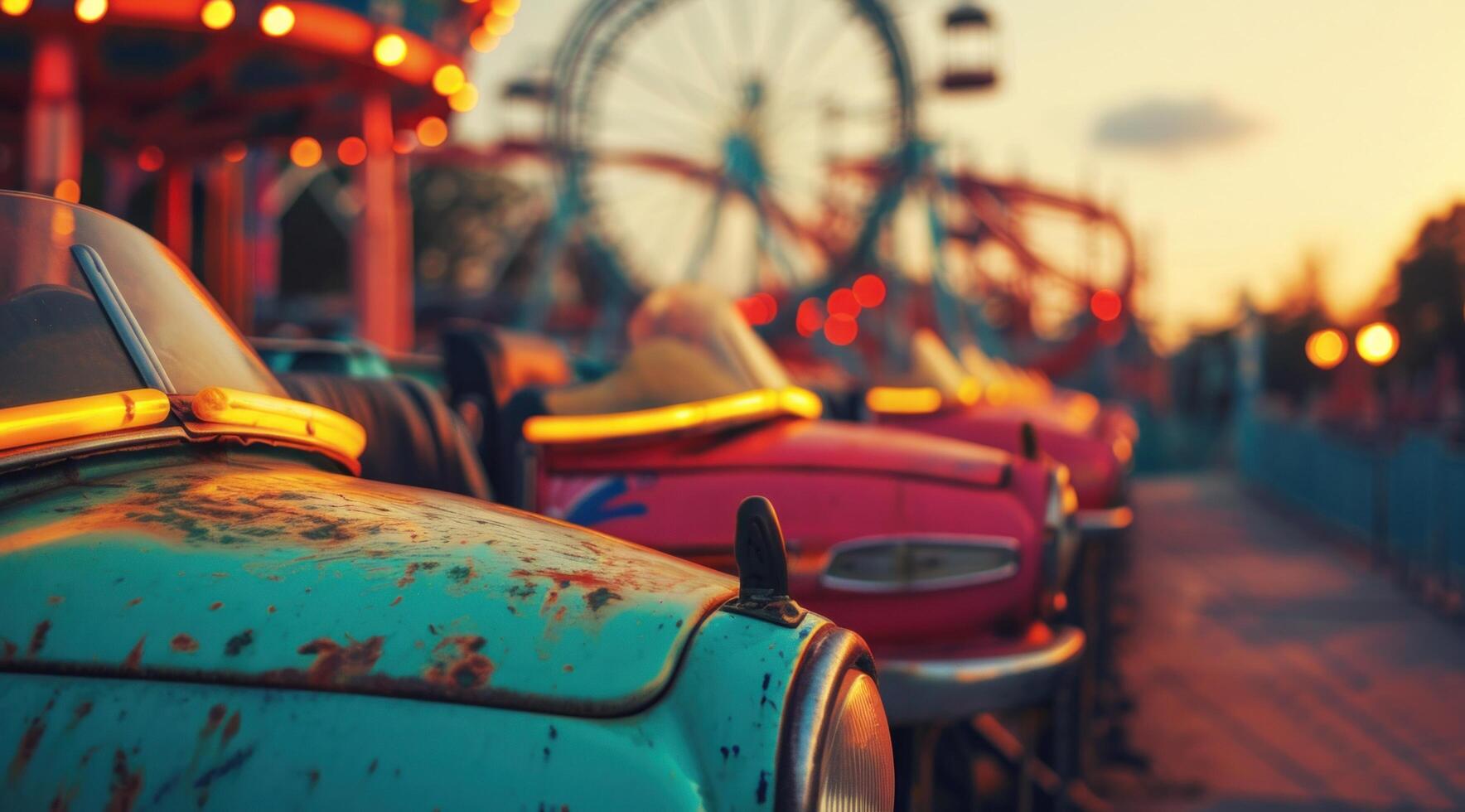 AI generated some colorful roller coasters parked next to each other photo