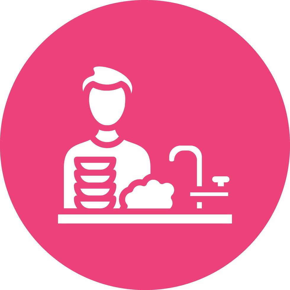 Man Washing Dishes Vector Icon