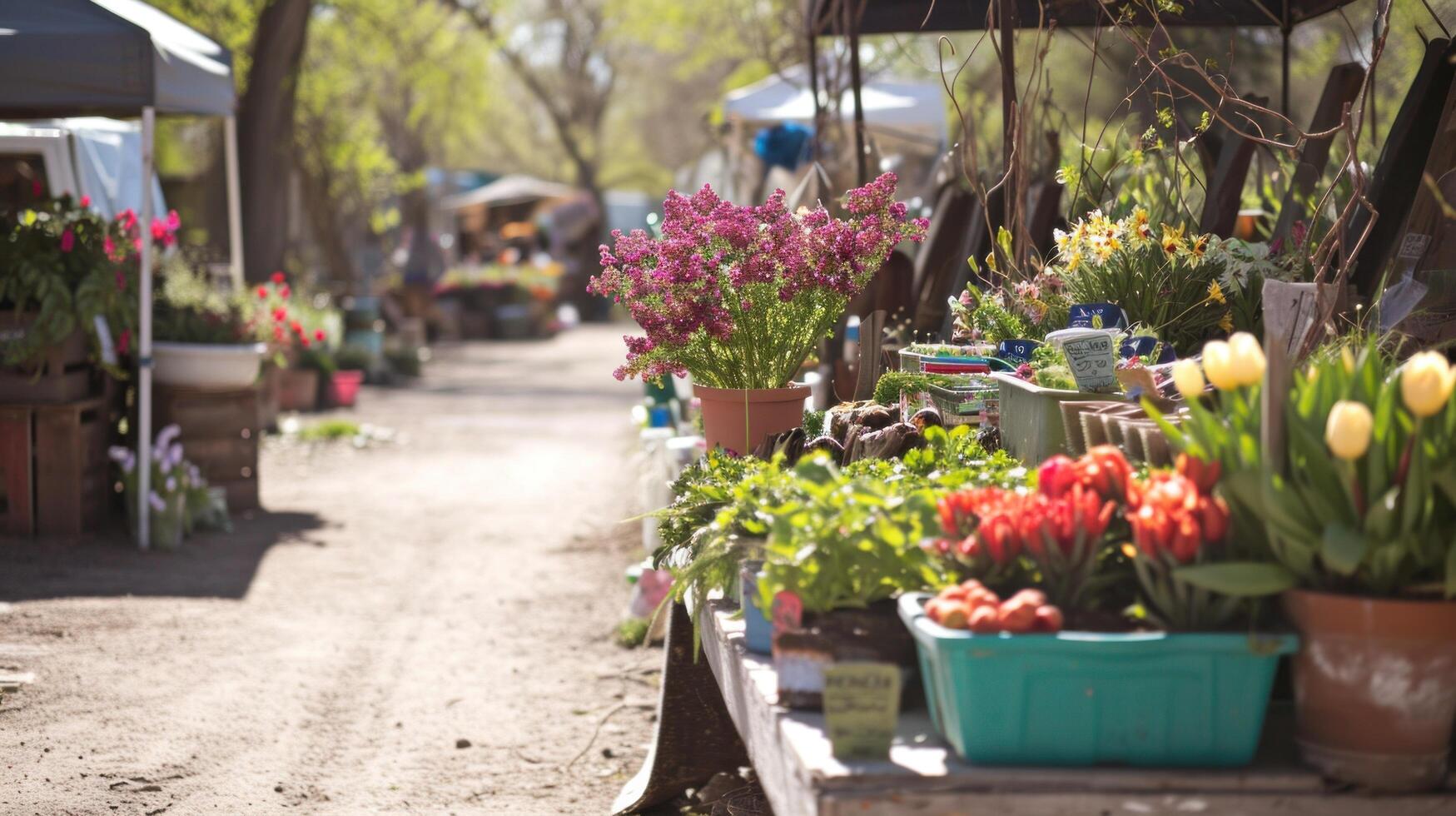 ai generado primavera mercado exploración foto