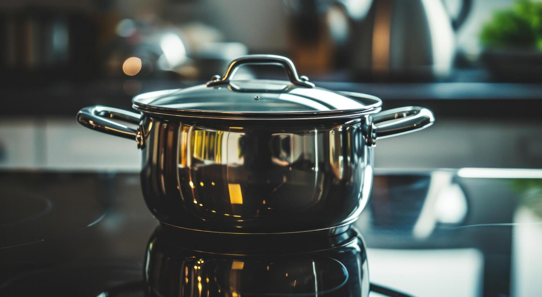 AI generated metal pan stands on the table photo