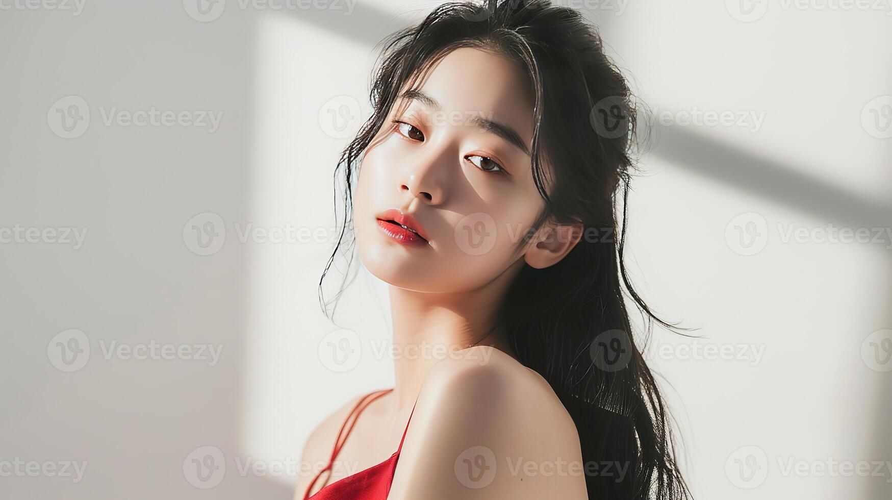 AI generated beautyful korean girl model, cosmetic model photo