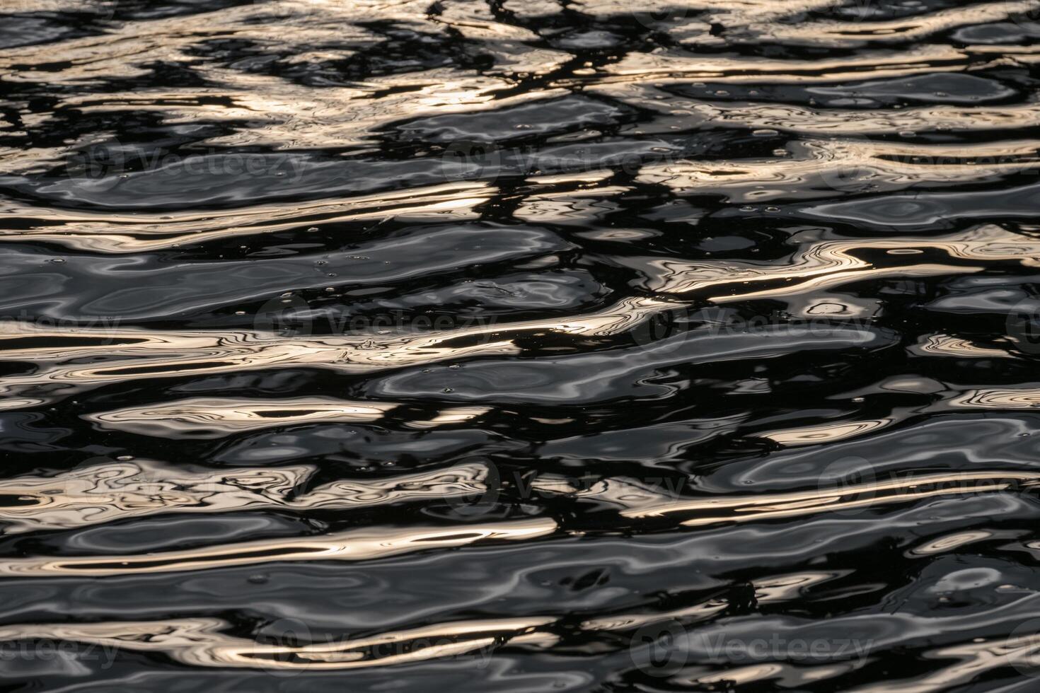 Water surface ripple with reflection and golden shining photo