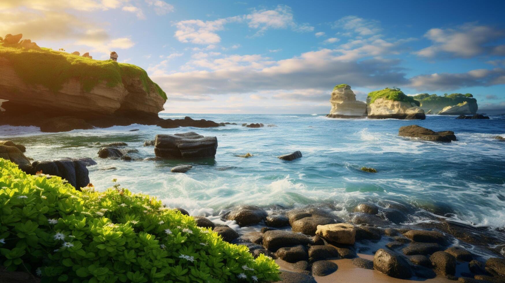 AI generated Ocean Coastal Lifestyle Background photo