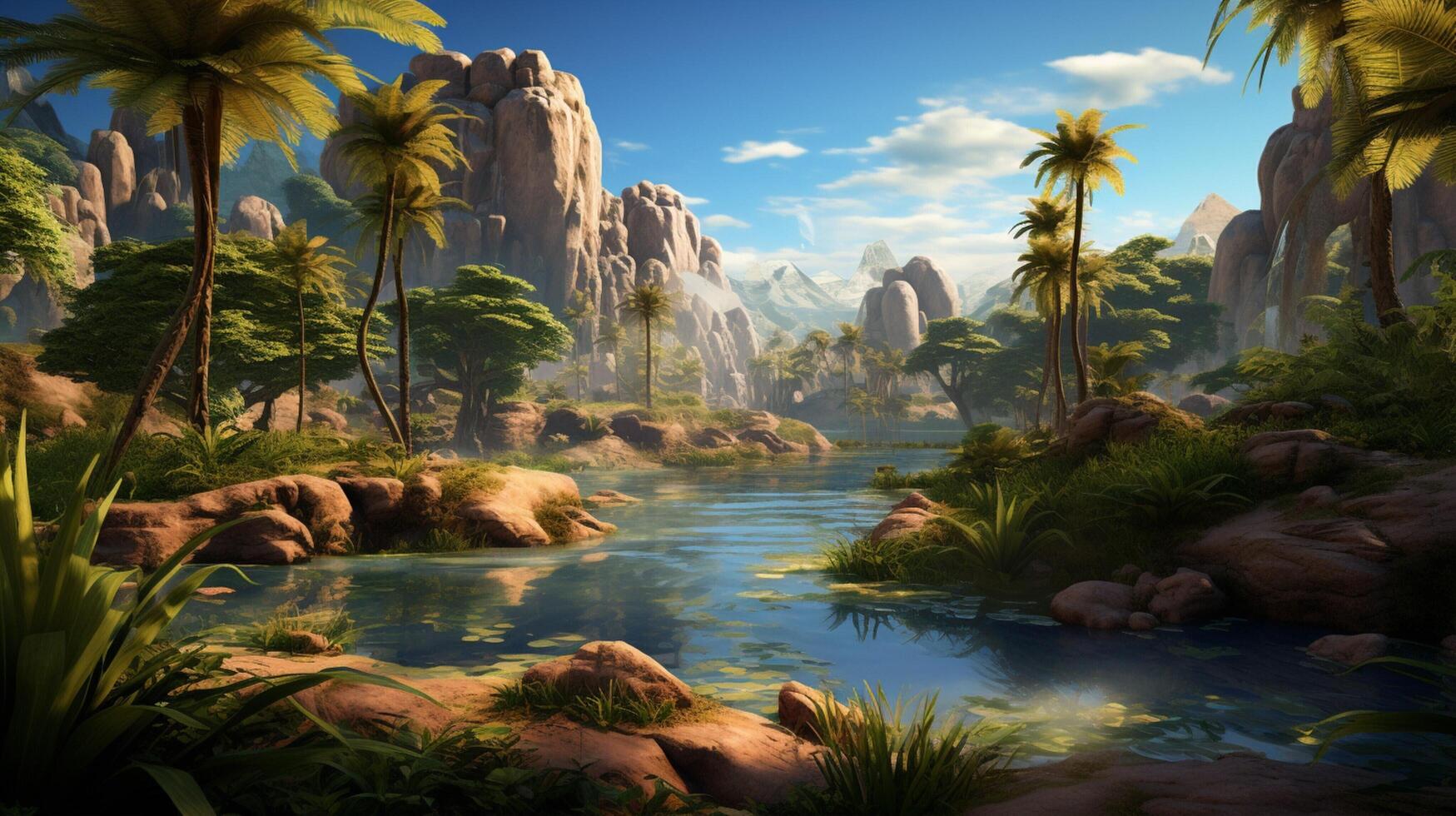 AI generated Oasis Nature Background photo