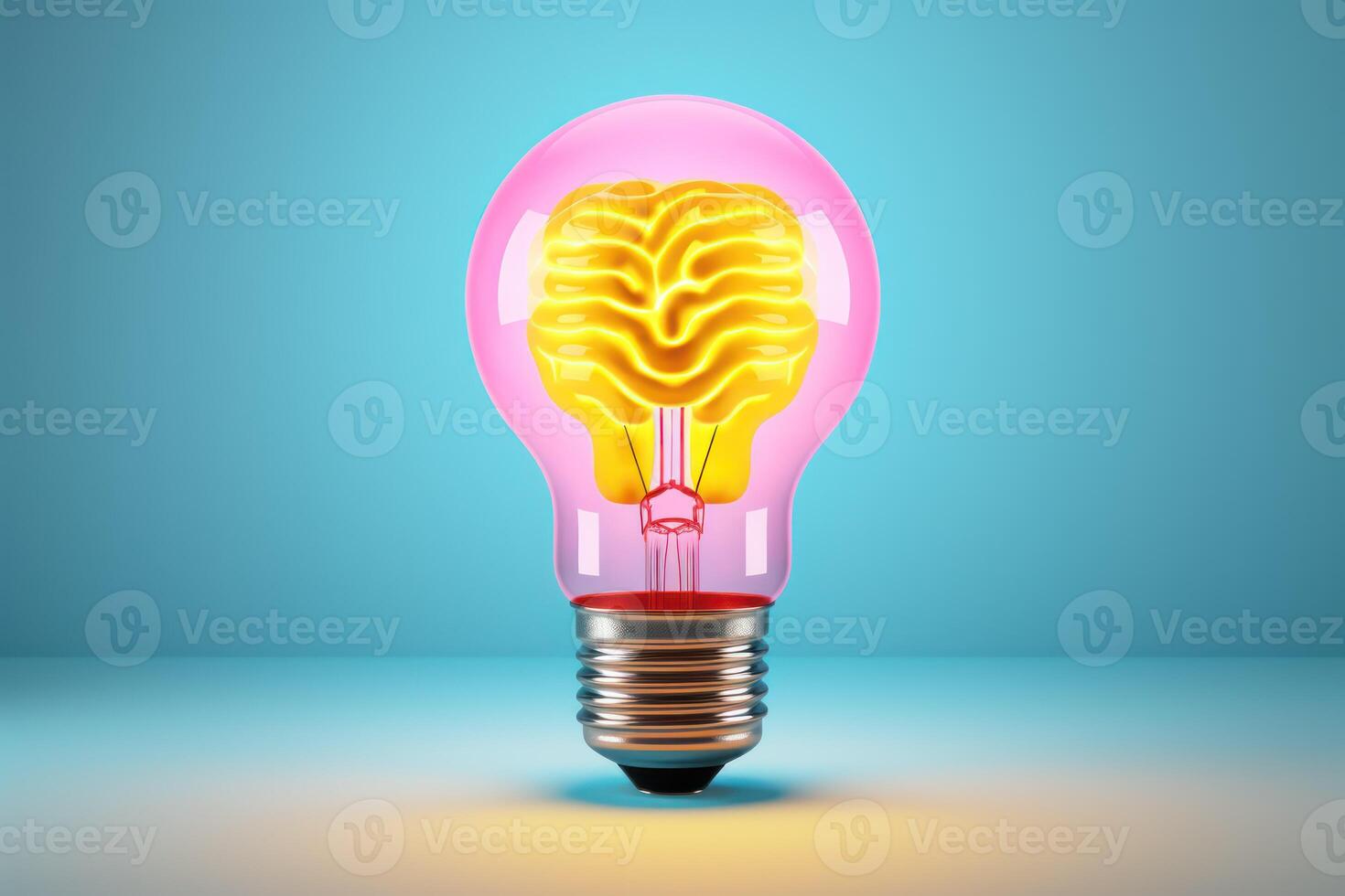 AI generated a light bulb with a brain inside of it, idea concept photo