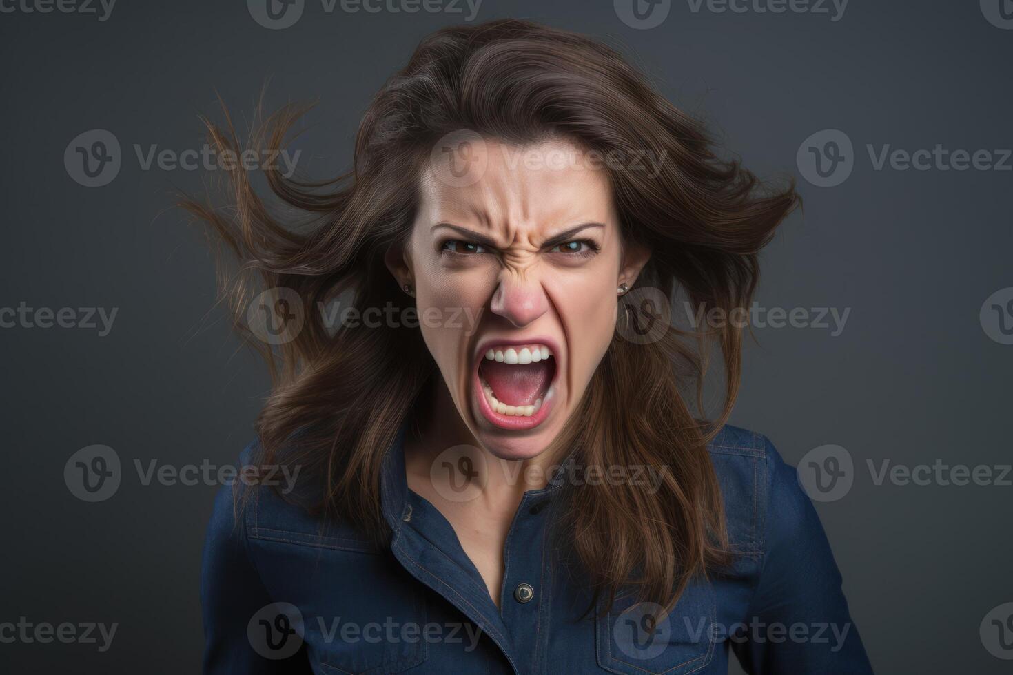 AI generated Woman of European appearance who appears to be furious photo